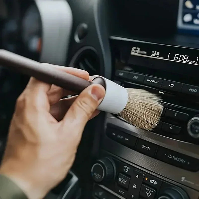 3PCS Car Exterior Interior Detail Brush Boar Hair Bristle Brushes for Car Cleaning Auto Detail Tools Dashboard Cleaning Brush